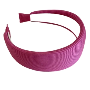 Knitted ribbed wide headband in rose pink for an elevated skull top look