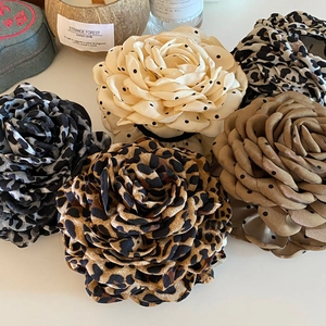 French vintage leopard print and polka dot rose floral hair claw clip for women