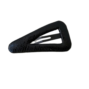 Elegant black faux leather triangular hair clip with stylish crocodile texture
