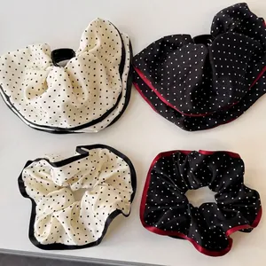 Retro polka dot hair accessory set with large claw clips and chiffon scrunchies