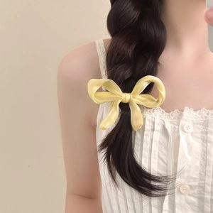 Korean Style Shiny Satin Fabric Bow Hair Clip For Women Handmade Elegant Hairpin Duckbill Clip Sweet Hair Accessories