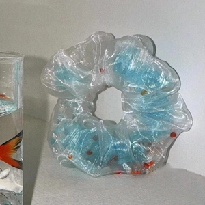 Chouchou en Organza Dégradé Élégant Avec Perles Colorées Attache-Cheveux en Tissu à la Mode pour Femmes Accessoires Cheveux