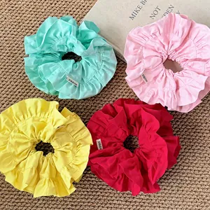 Lot de chouchous froncés style français en vert menthe rose jaune et rose vif