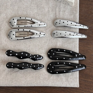 Korean Style Polka Dot Hollow Water Drop BB Hair Clip For Women Sweet Versatile Leather Side Clip Fringe Hair Accessories