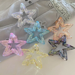 Korean Style Iridescent Star Hair Claw Clip For Women Girls Acrylic Resin Medium Star Shape Hair Grip Accessory Jewelry