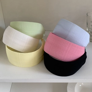 Set of 6 colorful textured wide headbands for women in assorted pastel and dark colors