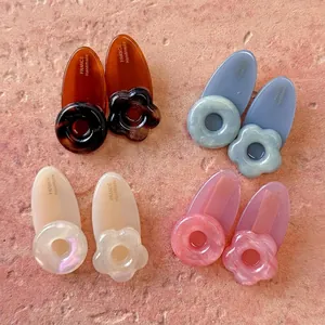 Pince à Cheveux Bec de Canard en Acétate Fait Main Floral Rond pour Femme Style Coréen Sucré Fleur 3D Accessoires Cheveux