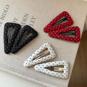 Barrettes Cheveux BB Triangulaires Enveloppées De Tissu À Pois Fait Main Rétro Sucré Épingles À Cheveux Géométriques Pour Femmes Filles