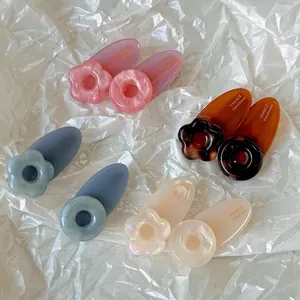 Ensemble de barrettes à fleurs et formes rondes pastel en résine multicolore