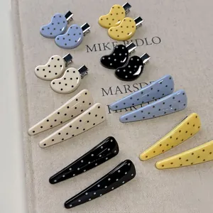 Resin Polka Dot Hair Clips Geometric Triangle Pea Duckbill Clips Korean Style Simple Bangs Hairpin For Women Daily Hair Accessories