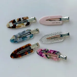 Lot de 6 barrettes à cheveux en acétate colorées aux motifs marbrés et floraux