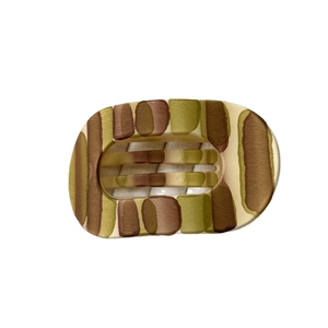 Pince à cheveux ovale en acétate avec motif marbré marron et olive pour femmes
