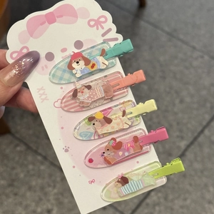 Simpatico Fermaglio per Capelli in Acrilico con Cane Cartone Animato Gingham Modello per Ragazze Donne Accessori Quotidiani