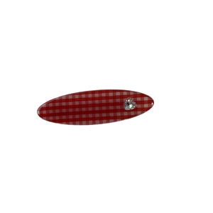 Pinza ovalada para el pelo con cuadros rojos y cristal de corazón para peinado diario