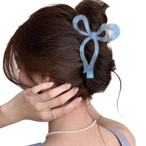 Elegante pinza per capelli a fiocco blu cangiante per acconciature da donna raffinate
