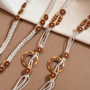 Bohemian Ethno-Stil Handgewebte Blumen Taillenkette Für Damen Vintage Dekorative Quasten Seil Gürtel Für Kleid Zubehör