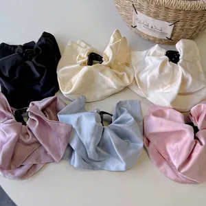 Set of large satin hair claw clips in six colors with elegant silk luster finish