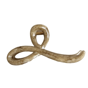 Vintage marble hair claw clip in milk tea pattern with minimalist cross design