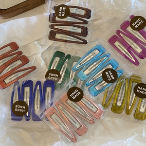 Colorful enamel drip water-drop BB hair clips set in various vibrant shades
