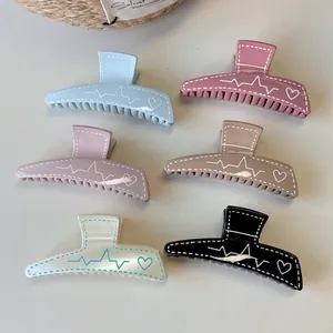 Lot de 6 pinces à cheveux trapézoïdales irrégulières aux couleurs mates et motifs cœur