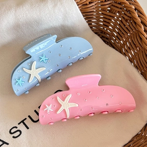 Pince à Cheveux Crabe Étoile de Mer Douce pour Femmes Acétate Strass Épingle à Cheveux Style Coréen Vacances Accessoires de Coiffure