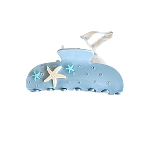 Pince à cheveux étoile de mer bleue mignonne avec strass pour coiffures de plage et chignons