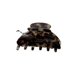 Vintage tortoiseshell acetate hair claw clip with golden Barrette La France lettering