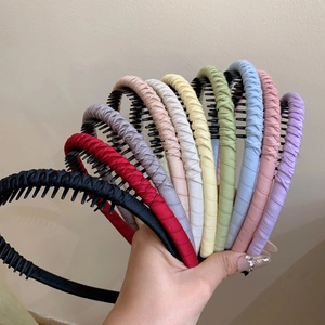 Colorful pleated fabric headbands with non-slip teeth combs in nine assorted soft colors