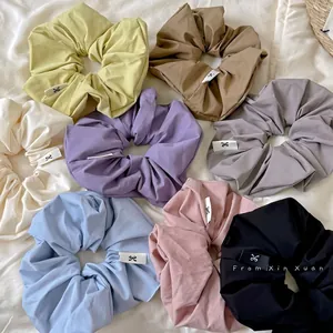 Sweet Creamy Morandi Color Large Fabric Scrunchies For Women Handmade Gentle Elastic Hair Ties Daily Ponytail Accessories