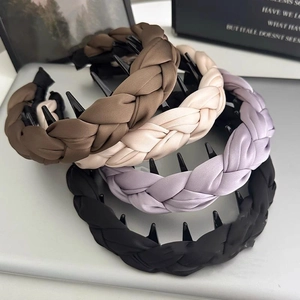 Lot de serre-têtes tressés bombés pour femmes avec texture ondulée en quatre couleurs variées