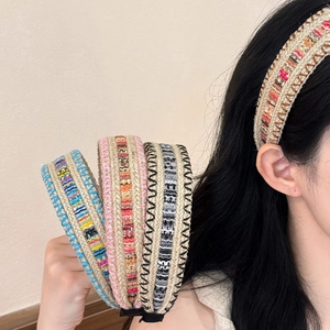 Bohemian Retro Wide Braided Headband For Women Plastic Resin Ethnic Style Elevated Top Hair Hoop Fashion Hair Accessories