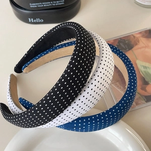 French vintage sponge padded headbands with polka dot patterns in black, blue, and white