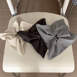 Korean Style Striped Large Scrunchie With Heart Decoration Fabric Elastic Hair Tie For Women Ponytail Daily Accessory