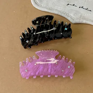 Set di mollette per capelli in acetato con strass colorati in tartaruga e rosa
