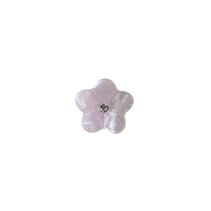 Lila Blumen-Haarklammer mit Strass-Mitte und perlmuttfarbener Acetat-Oberfläche