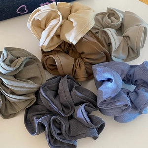 Set of 6 colorful solid color scrunchies in earth tones for women hair styling