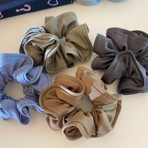Korean Style Minimalist Solid Color Oversized Pleated Scrunchie High Elastic Fabric Hair Tie For Women Daily Hair Accessories