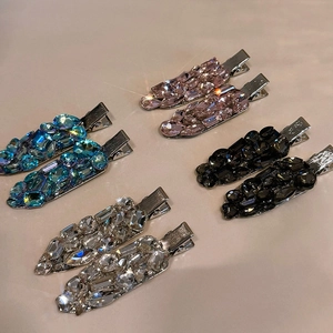 Barrettes à cheveux en cristal scintillant avec strass zircon sur clips en alliage argent