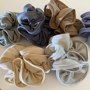 Morandi solid color scrunchies with twill texture for versatile ponytail styling