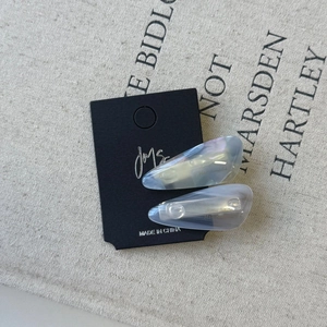 Set of 2 light blue acetate teardrop hair clips with handmade gold lettering