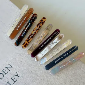 French style acetate hair clip set with colorful rhinestones and AMY BEAR lettering
