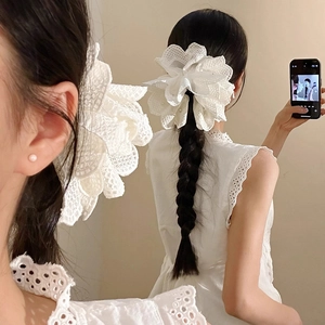 Elegante Pinza para el Cabello de Flor de Encaje Grande Con Perla Artificial de Imitación Blanca Estilo de Hada para Mujeres Niñas Accesorios