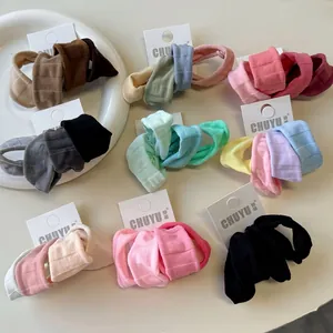 High Elastic Ribbed Knit Hair Ties Soft Seamless Fabric Hair Bands Morandi Macaron Colors Daily Hair Accessories For Women Girls