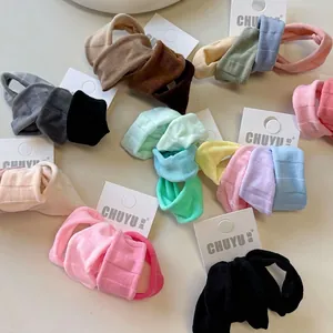 Set of 4 high-elasticity ice silk hair ties in Morandi colors with display cards