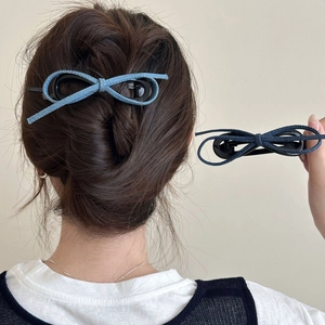 Pince à Cheveux Nœud en Denim pour Femmes Style Coréen Élégant Clip Torsadé pour Coiffure Quotidienne Accessoires Cheveux