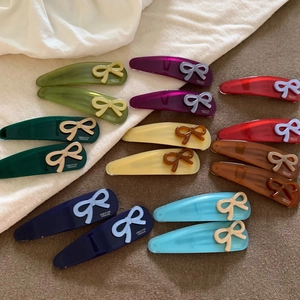French Style Acetate Contrast Color Bowknot Hair Clip Handmade BB Clip Elegant Side Bangs Clip For Women Fashion Hair Accessories