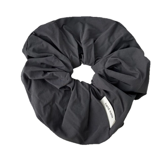 French cream style dark grey knitted oversized scrunchie with handmade label detail