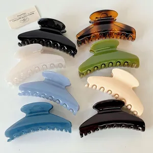 Style Minimaliste Coréen Brillant Résine Pince Crabe pour Femme Élégante Couleur Gelée Grandes Pinces à Cheveux Accessoires