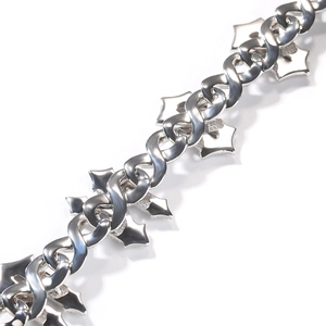 Hip hop infinity link necklace for men with full zircon studs and silver polished finish