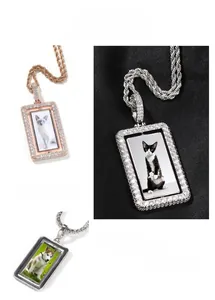 Détails de pendentifs photo hip hop avec zircons sertis en plusieurs finitions de couleur